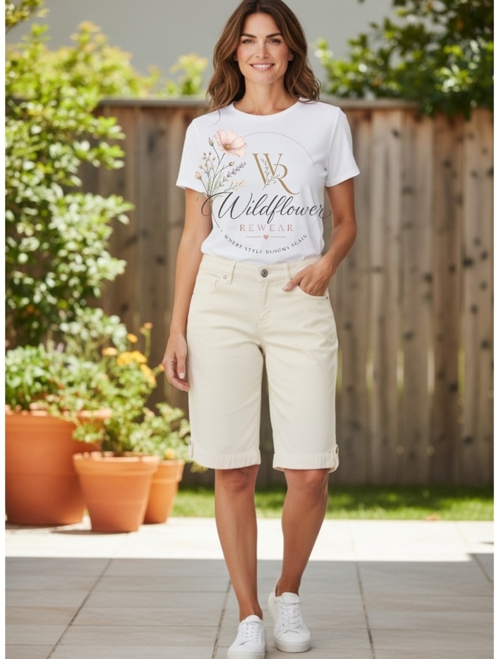 Gloria Vanderbilt White Skimmer Bermuda Shorts Size 18W
